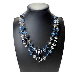 Crown Trifari VTG 1980's Crystal Tiered Necklace Fashion Jewelry 16-18"